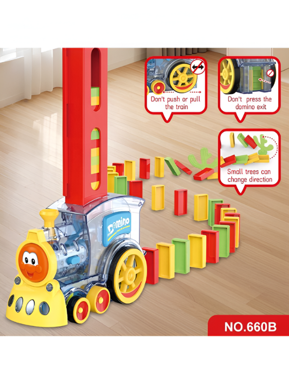Domino Mini Train Set – Automatic Domino Laying Toy with 60 Colorful Blocks | Educational STEM Toy for Kids LMI11173.