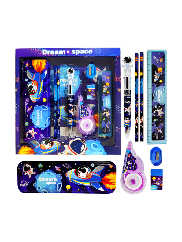 Dream Space Stationery Set for Kids | 8-Piece Back to School Kit with Pencil Pouch & Supplies | Space Themed Gift for Students NOVGBT-8462.