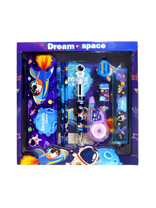Dream Space Stationery Set for Kids | 8-Piece Back to School Kit with Pencil Pouch & Supplies | Space Themed Gift for Students NOVGBT-8462.