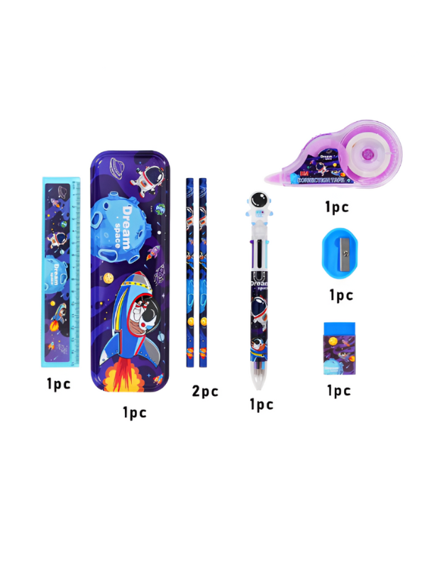 Dream Space Stationery Set for Kids | 8-Piece Back to School Kit with Pencil Pouch & Supplies | Space Themed Gift for Students NOVGBT-8462.