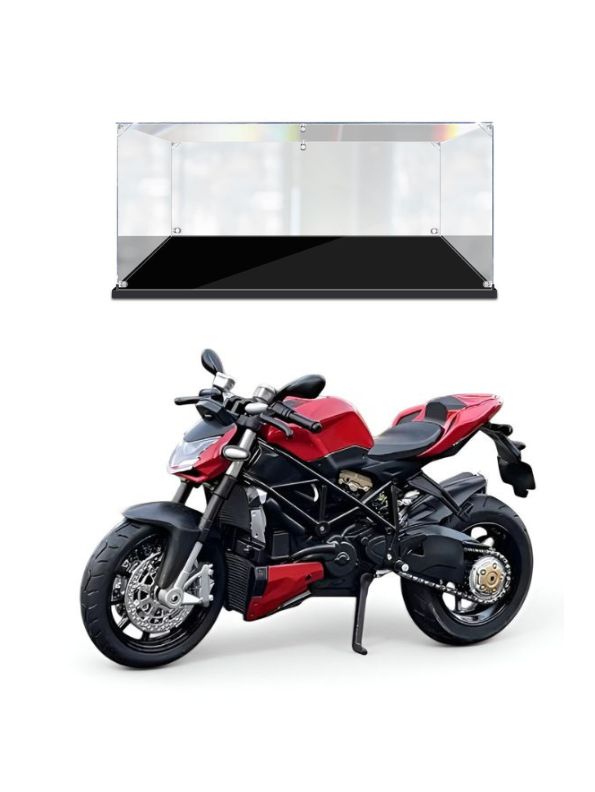 Red - Ducati Streetfighter Diecast Bike - Premium Scale Model for Collectors with Acrylic Display Case.