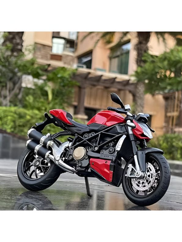 Red - Ducati Streetfighter Diecast Bike - Premium Scale Model for Collectors with Acrylic Display Case.