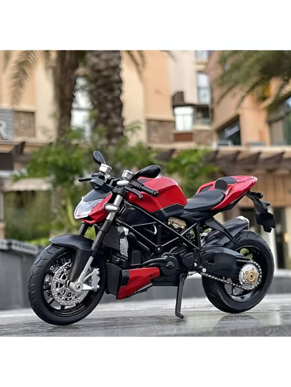 Red - Ducati Streetfighter Diecast Bike - Premium Scale Model for Collectors with Acrylic Display Case.