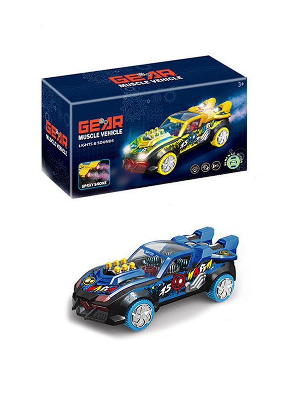 Blue Electric Transparent Gear Car Toy for Kids - Lights & Sounds | MS-O-24 - Toyloft