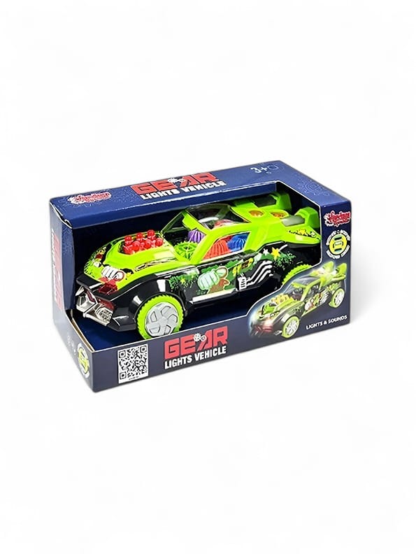 Green Electric Transparent Gear Car Toy for Kids - Lights & Sounds | MS-O-24 - Toyloft