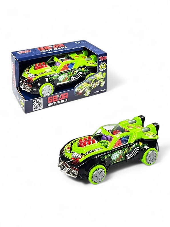 Green Electric Transparent Gear Car Toy for Kids - Lights & Sounds | MS-O-24 - Toyloft