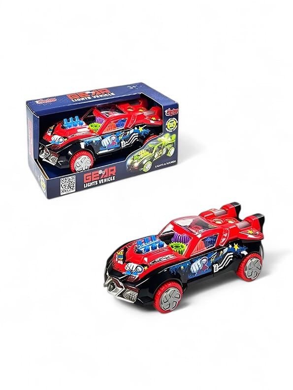 Electric Transparent Gear Car Toy For - Red (MS-O-24) - Toyloft