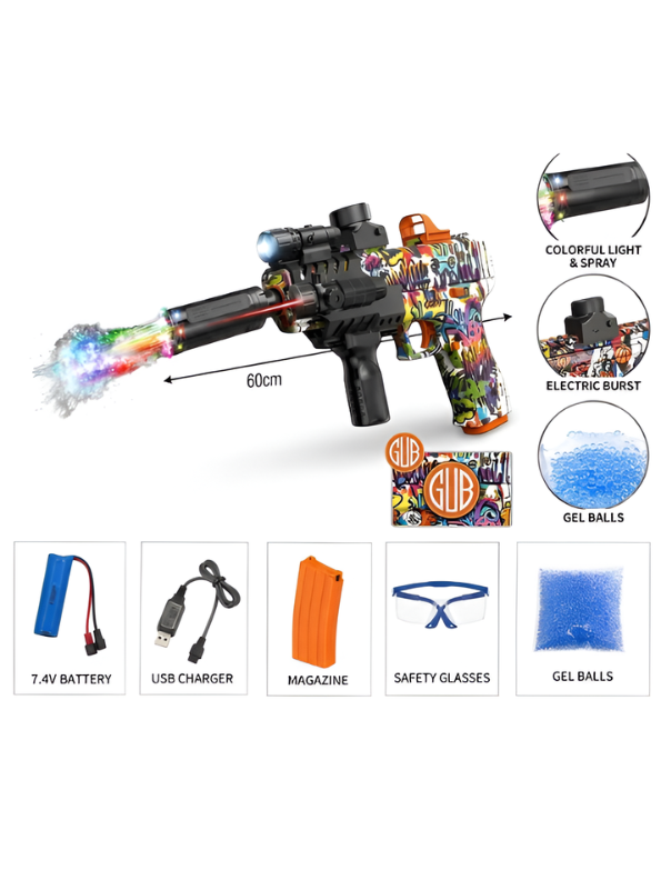 Electric Gel Ball Blaster Toy Gun – Automatic Graffiti Design Splatter Ball Gun MD330