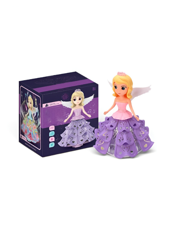 Electronic Dancing Princess Doll - Musical Toy for Girls with LED Flashing Lights, Bump & Go Function, and Detachable Wings LMI15123