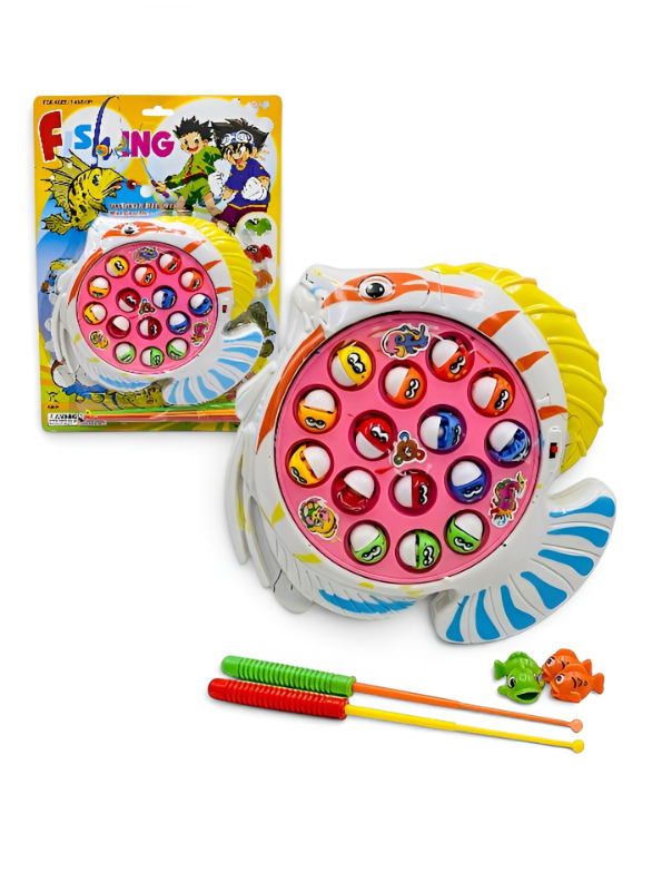 Electronic Musical Fishing Toy Game | Motorized Rotating Magnetic Fish Pond Set with Rods Toddlers Boys and Girls, Ages 3+ TV5542.
