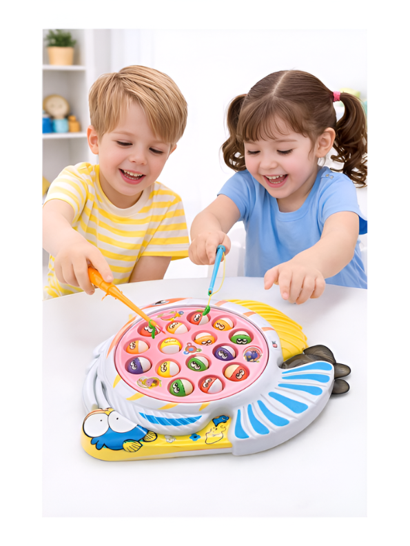 Electronic Musical Fishing Toy Game | Motorized Rotating Magnetic Fish Pond Set with Rods Toddlers Boys and Girls, Ages 3+ TV5542.