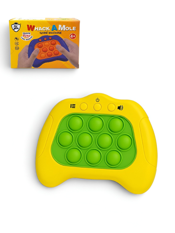 Electronic Quick Push Bubble Game Console Yellow – Handheld Whack-A-Mole Pop Fidget Sensory Toy with Lights and Sound, Educational Stress Relief Game Machine for Kids Ages 4+ TV5184