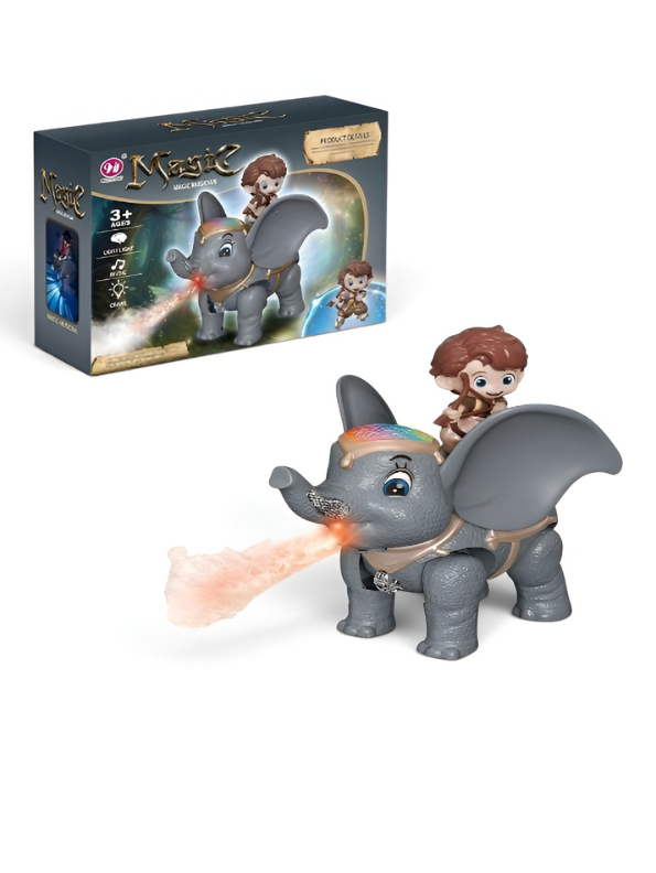 Electronic Walking Elephant Toy – Light-Up Musical Toy with Removable Figure, Realistic Spray Effect & Music TV7252