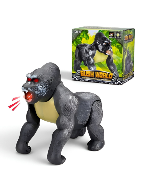 Electronic Walking Gorilla Toy – Battery Operated King Kong Figure with Roaring Sounds and Lights TV7172