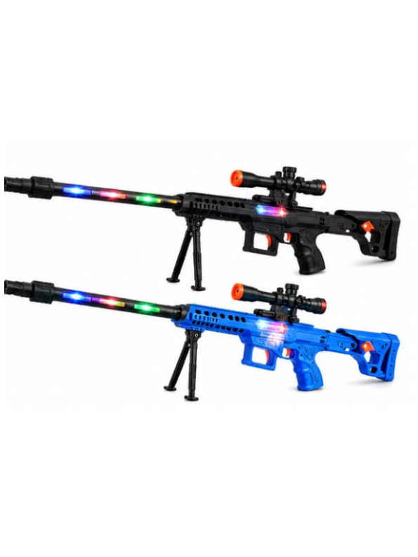 Electronic Toy Sniper Black 63cm Rifle with Lights, Sound & Telescopic Action MD613