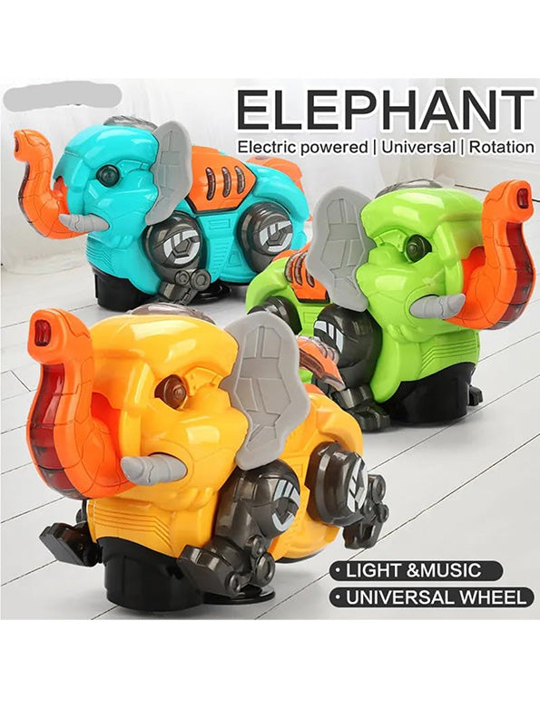 Elephant Musical Toy Light, Music, 360° Rotation - Blue (L-1) - Toyloft