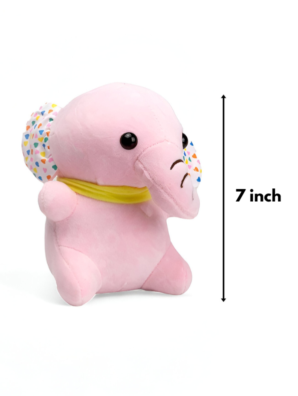 Elephant Plushie 7-inch Stuffed Animal with Heart-Patterned Ears Soft Plush Toy LMI11120.