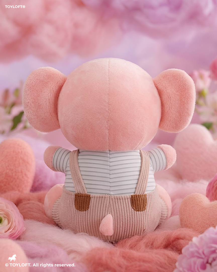 Elephant Stuffed Animal Plush with Overalls – 10" Pink Kids Cuddle Soft Toy ST14009
