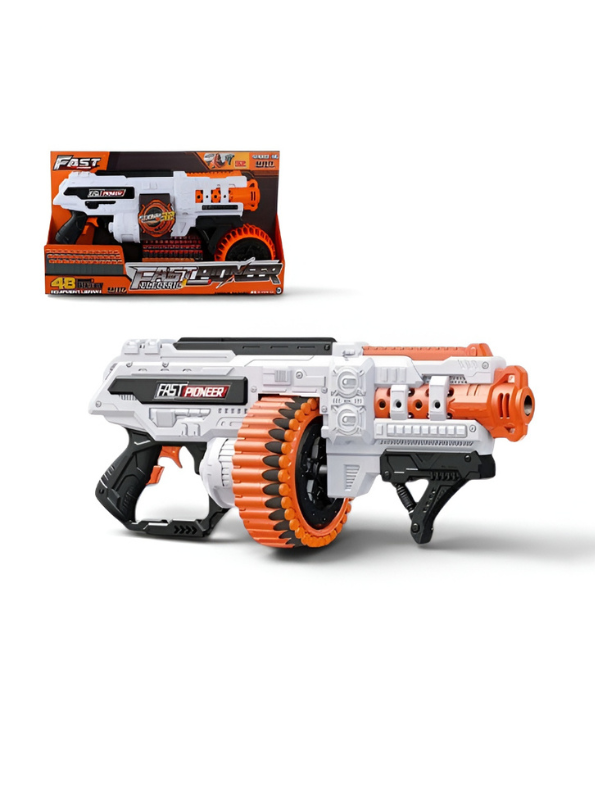 FAST PIONEER Electric Foam Dart Blaster Toy Gun with Rotating Drum & Soft Foam Darts NX13651.