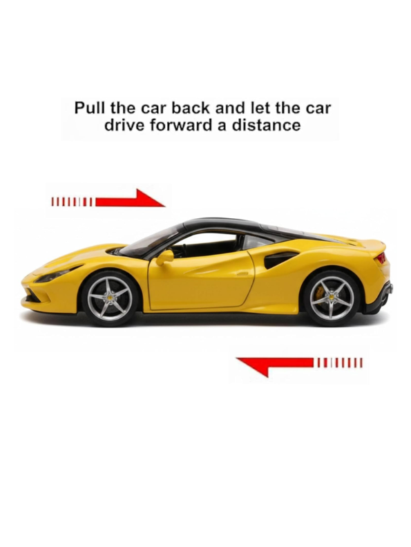 Ferrari F8 Tributo Diecast Car – Premium Collectible Model | Metal Sports Car Toy for Enthusiasts - Yellow Scale 1:32.