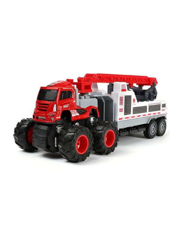 Red - Fire Rescue Transport Truck Toy for Kids – Sturdy Emergency Vehicle Toy for Boys & Girls | Imaginative Play Gift LMI13854.