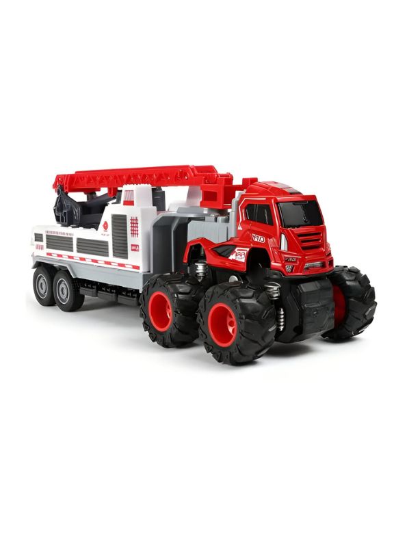 Red - Fire Rescue Transport Truck Toy for Kids – Sturdy Emergency Vehicle Toy for Boys & Girls | Imaginative Play Gift LMI13854.