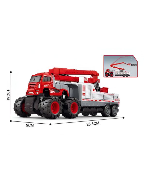 Red - Fire Rescue Transport Truck Toy for Kids – Sturdy Emergency Vehicle Toy for Boys & Girls | Imaginative Play Gift LMI13854.