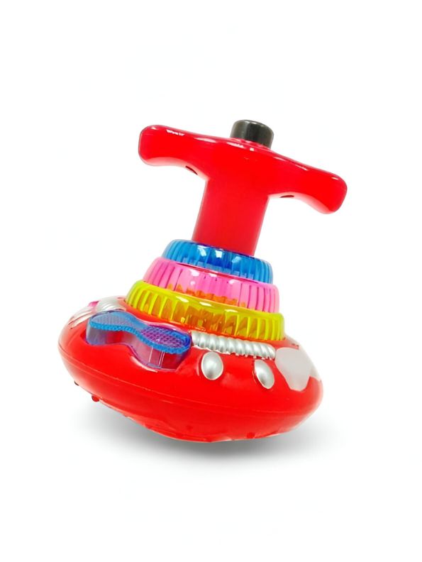 Red - Flashing Top – LED Spinning Music Gyro Toy for Kids | Light-Up Gyrator Toy with Sound & 360° Spinning Action.