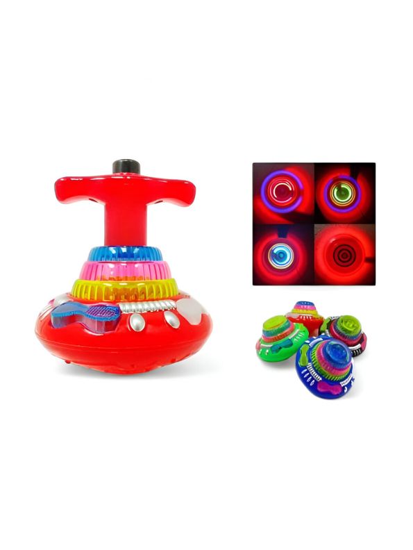 Red - Flashing Top – LED Spinning Music Gyro Toy for Kids | Light-Up Gyrator Toy with Sound & 360° Spinning Action.