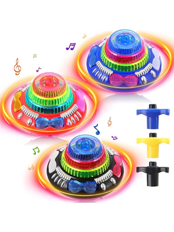 Red - Flashing Top – LED Spinning Music Gyro Toy for Kids | Light-Up Gyrator Toy with Sound & 360° Spinning Action.