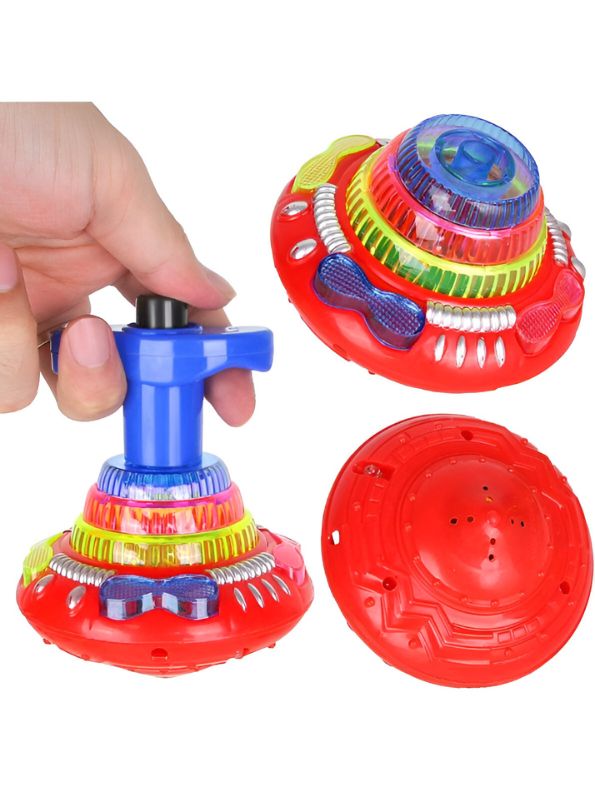 Red - Flashing Top – LED Spinning Music Gyro Toy for Kids | Light-Up Gyrator Toy with Sound & 360° Spinning Action.