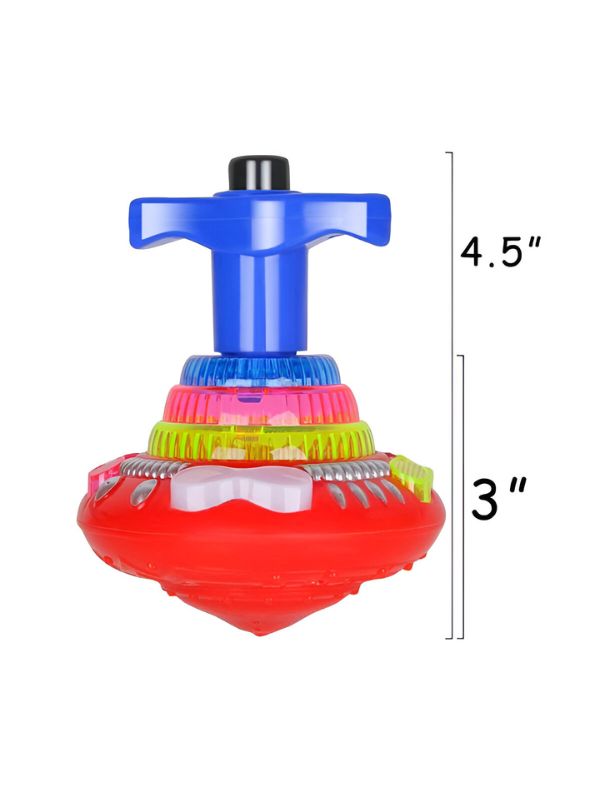 Red - Flashing Top – LED Spinning Music Gyro Toy for Kids | Light-Up Gyrator Toy with Sound & 360° Spinning Action.