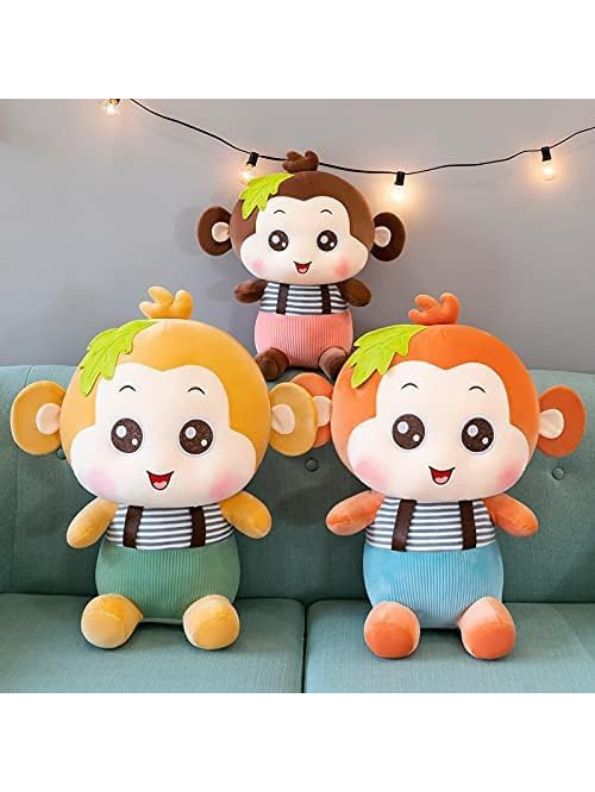 Yellow - Fluffy Monkey Plush Toy – Huggable Stuffed Animal for Kids & Toddlers 8 inch - MS9585.