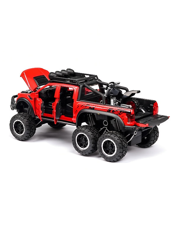 Ford Raptor F150 Metal Model 6X6 Diecast - Red Scale 1:24 (MD-17) - Toyloft