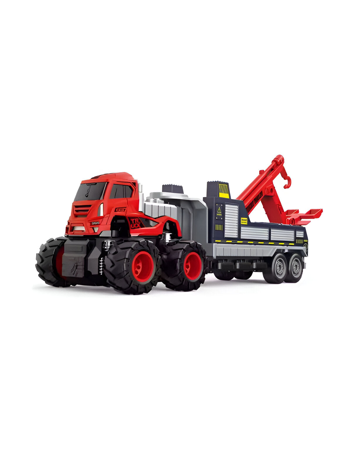 Red - Freight Truck with Crane & Excavator - Heavy-Duty Construction Power in One Vehicle LMI13514.