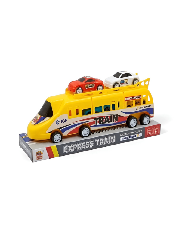 Friction Powered Express Train Toy with 4 Mini Pull-Back Cars TV3344.