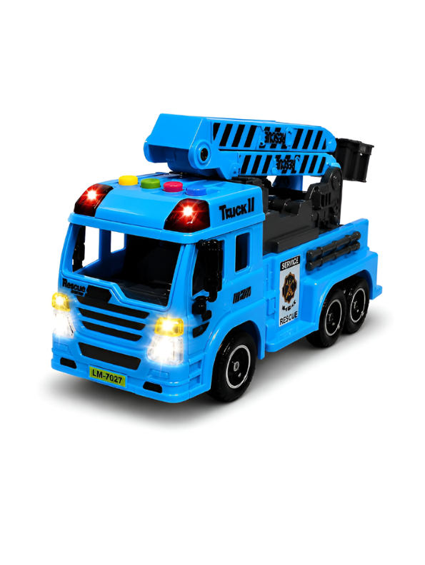 Friction Powered Rescue Crane Truck Toy Blue NX16817.