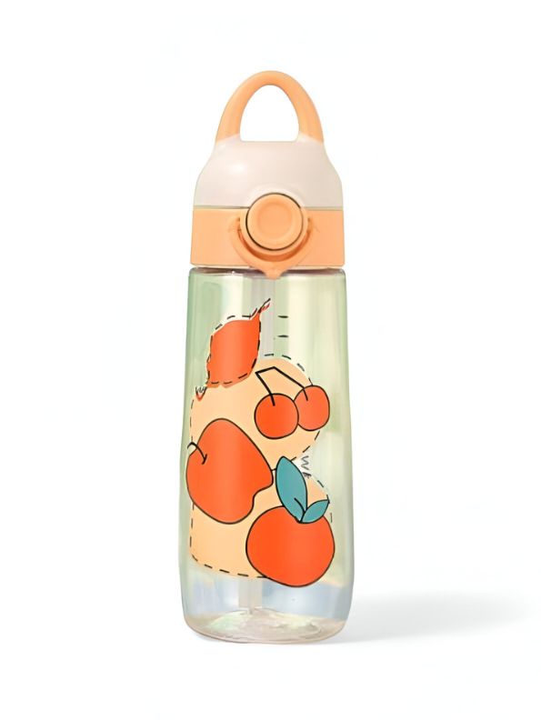 FruitSip - 380ml Water Bottle for Kids with Straw | Non-Toxic & BPA-Free | Cute Cartoon Fruits Print | Leak-Proof School & Travel Bottle for Boys & Girls NOV6323.