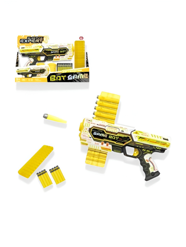 Game Bot Blasting Expert Soft Bullet Toy Gun with Foam Darts and Round Ammo Belt NX16315.