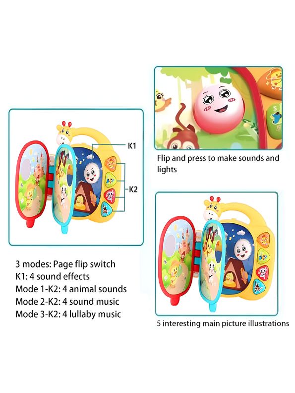 Giraffe Musical Learning Book for Kids – Interactive Educational Toy with Animal Sounds, Lights & Instruments – Early Learning Rhyme Book for Toddlers & Babies - NX13410.