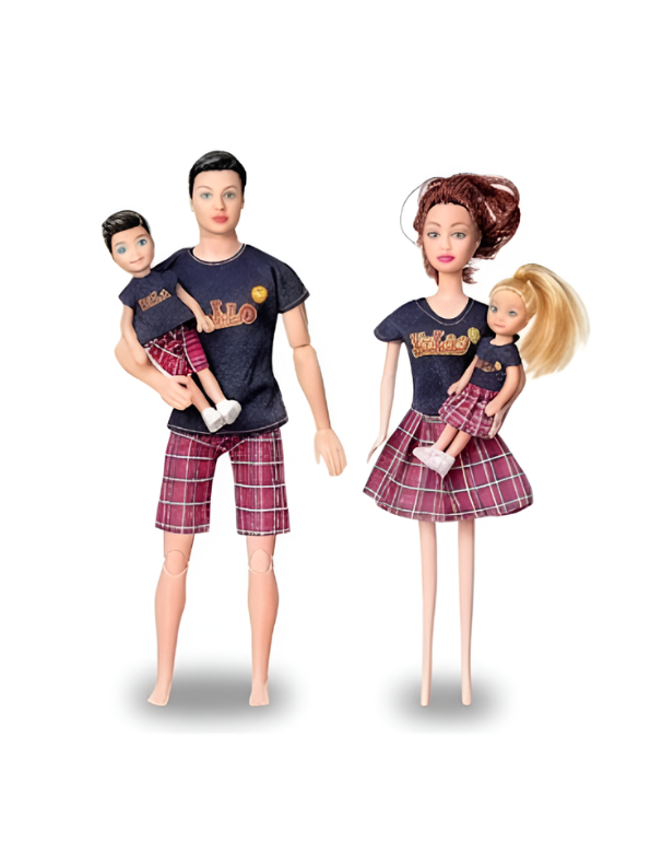 Happy Family Fashion Doll Set – 4-Piece Family Dolls for Pretend Play TV3508.