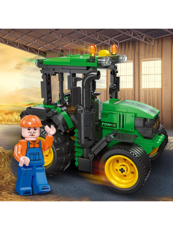 Harvest Ranch Tractor Building Set – 304 Pcs Pullback Farm Vehicle Toy for Kids TV1266.