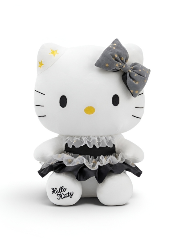 Hello Kitty 10-Inch Plush Doll – Elegant Black and White Designer Edition Stuffed Toy for Collectors and Kids ST16781
