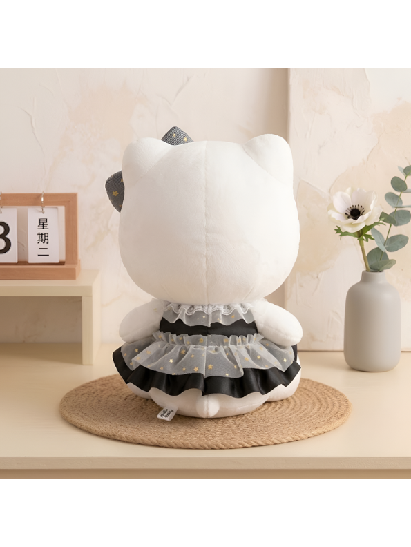 Hello Kitty 10-Inch Plush Doll – Elegant Black and White Designer Edition Stuffed Toy for Collectors and Kids ST16781