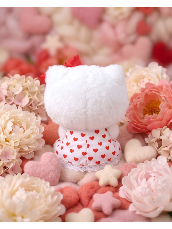 Hello Kitty Plush Toy - 8-Inch Soft Stuffed Animal with Pink Heart and Red Bow for Kids ST11131