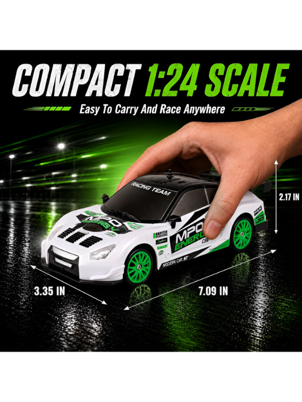 High-Speed 4WD RC Drifting Car, 1:24 Scale Remote Control Race Car with Powerful Motor, Crash Resistant Design & Interchangeable Tires TV6390