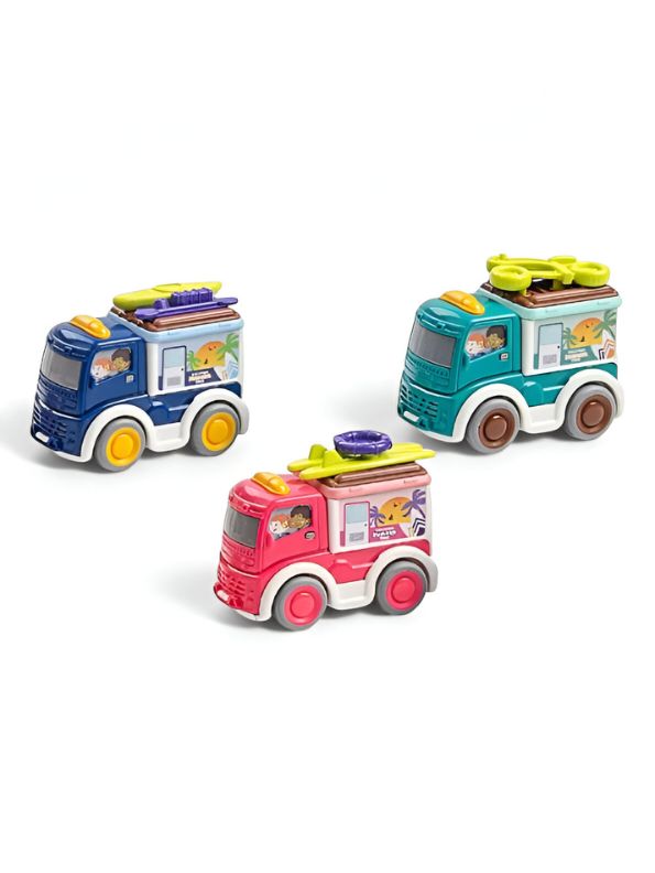 HolidayCruze – Pack of 3 Pull-Back Vacation Vans for Kids | Colorful Travel Van Toy Set for Fun & Imaginative Play LMI14651.