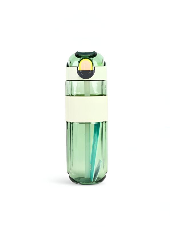 HydroMate – 580ml Plastic Water Bottle with Push-Button Sipper and Straw NOV5267.