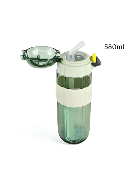 HydroMate – 580ml Plastic Water Bottle with Push-Button Sipper and Straw NOV5267.