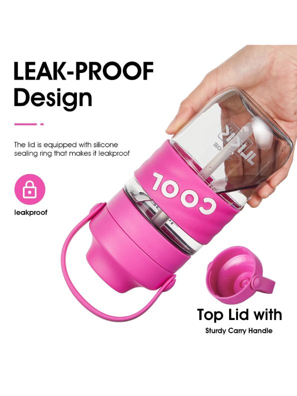 Pink - HydroSip Junior – 550ml Kids Water Bottle with Straw & Handle | Leak-Proof, BPA-Free Tritan Sports Bottle for School, Travel & Outdoors NOV3305.